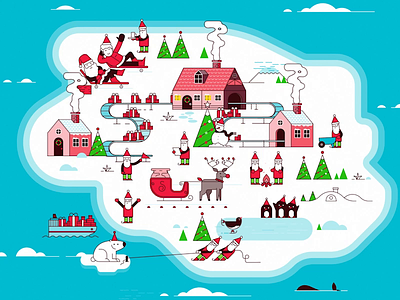 Hello from the North Pole animation building christmas icon illustration map motion graphics new year north pole santa claus vector xmas