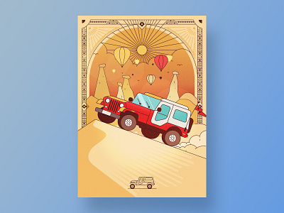 Jeep CJ6 Poster car design icon illustration jeep poster vector