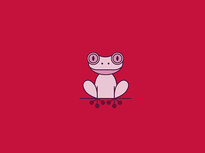 Frog animal design flat frog icon illustration line logo minimal vector