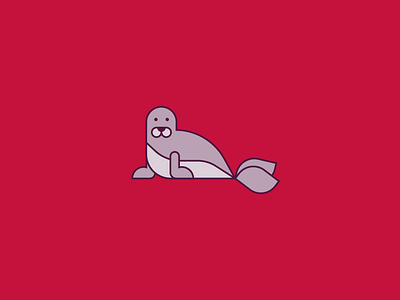 Seal animal design flat icon illustration line logo minimal sea seal vector