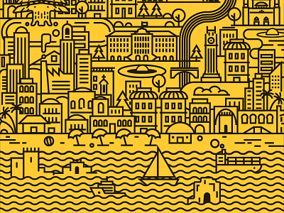 Detail from The Final Version of Lebanon Cover building cover editorial icon illustration lebanon linear lineart vector