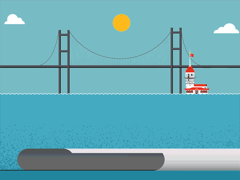 Bosphorus Bridge from Istanbul bosphorus design flat graphic istanbul maiden tower motion traffic train transportation vector