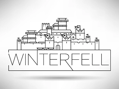 Winterfell Castle castle fort game of thrones house line linear minimal stark stroke typography winterfell