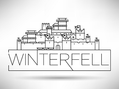 Winterfell Castle castle fort game of thrones house line linear minimal stark stroke typography winterfell