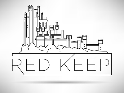 Red Keep castle fort game of thrones house kings landing line linear minimal red keep stroke typography