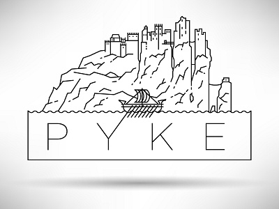 House Greyjoy - Pyke Castle castle fort game of thrones greyjoy house line linear minimal pyke stroke typography
