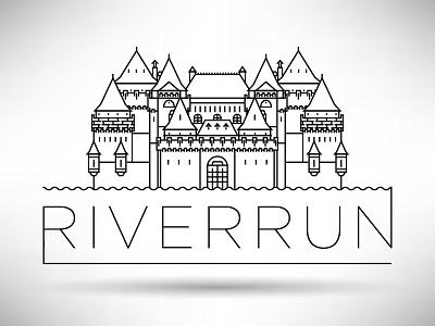 House Tully - Riverrun Castle castle fort game of thrones house house tully line linear minimal riverrun stroke typography