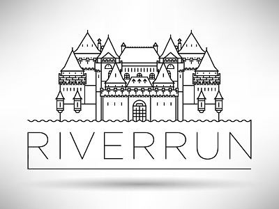 House Tully - Riverrun Castle castle fort game of thrones house house tully line linear minimal riverrun stroke typography