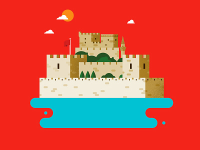 Bodrum Castle bodrum castle design flat graphic icon illustration turkey vector