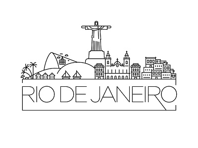 Rio de Janeiro Skyline brazil city illustration line minimal rio rio de janeiro skyline vector