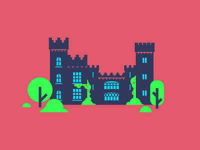 Malahide Castle building castle city design dublin flat illustration ireland irish map vector