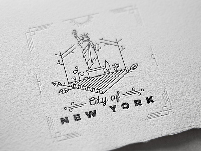 New York City Monogram city design graphic illustration line linear minimal monogram new york statue of liberty vector