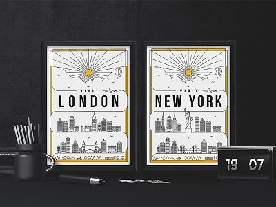 19 Linear Famous City Posters