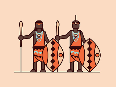 Masai Tribe flat icon line masai tanzania tribe vector