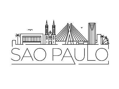 Sao Paulo Skyline brazil city landmark linear logo minimal sao paulo skyline vector