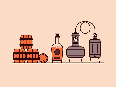 Rum Distillery alcohol bottle distillery flat icon illustration line minimal rum vector