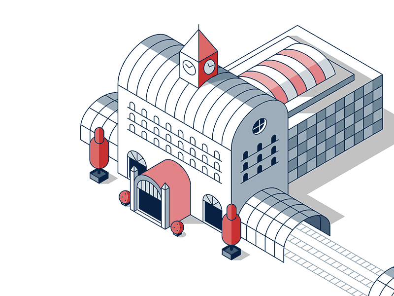 Isometric Train Station flat icon illustration isometric line minimal station train vector