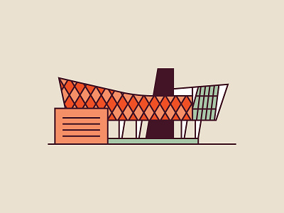 Aceh Tsunami Museum building flat icon illustration indonesia line minimal vector