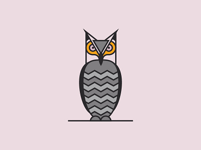 Owl flat icon illustration line minimal owl vector