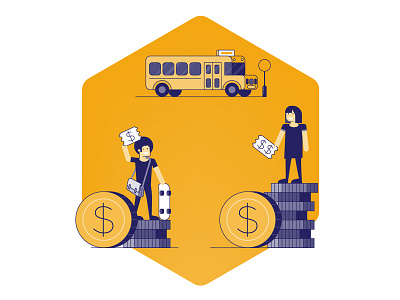 Advanced Pricing Illustration bus design economy finance flat icon illustration line money vector