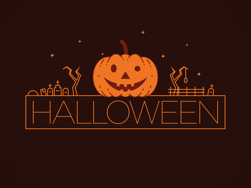 Happy Halloween animation design flat gif icon illustration line pumkin stroke typography vector