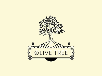 Olive Tree Monogram black illustraion line linear monogram natural olive tree vector