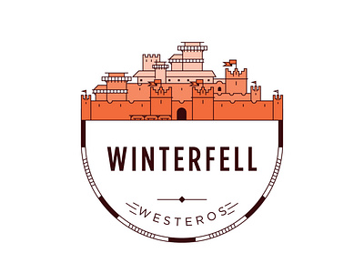Castle of Winterfell Badge castle design dragon flat game of thones got icon illustration line linear map vector westeros winterfell