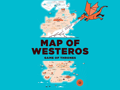 Game of Thrones Map Illustration castle design dragon flat game of thones got icon illustration line linear map vector westeros winterfell