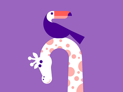 Tucan & Giraffe animal flat giraffe icon illustration kids logo pastel tucan vector