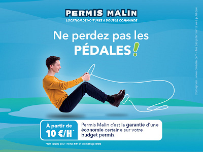 Permis Malin automotive drawing flyer illustration poster print