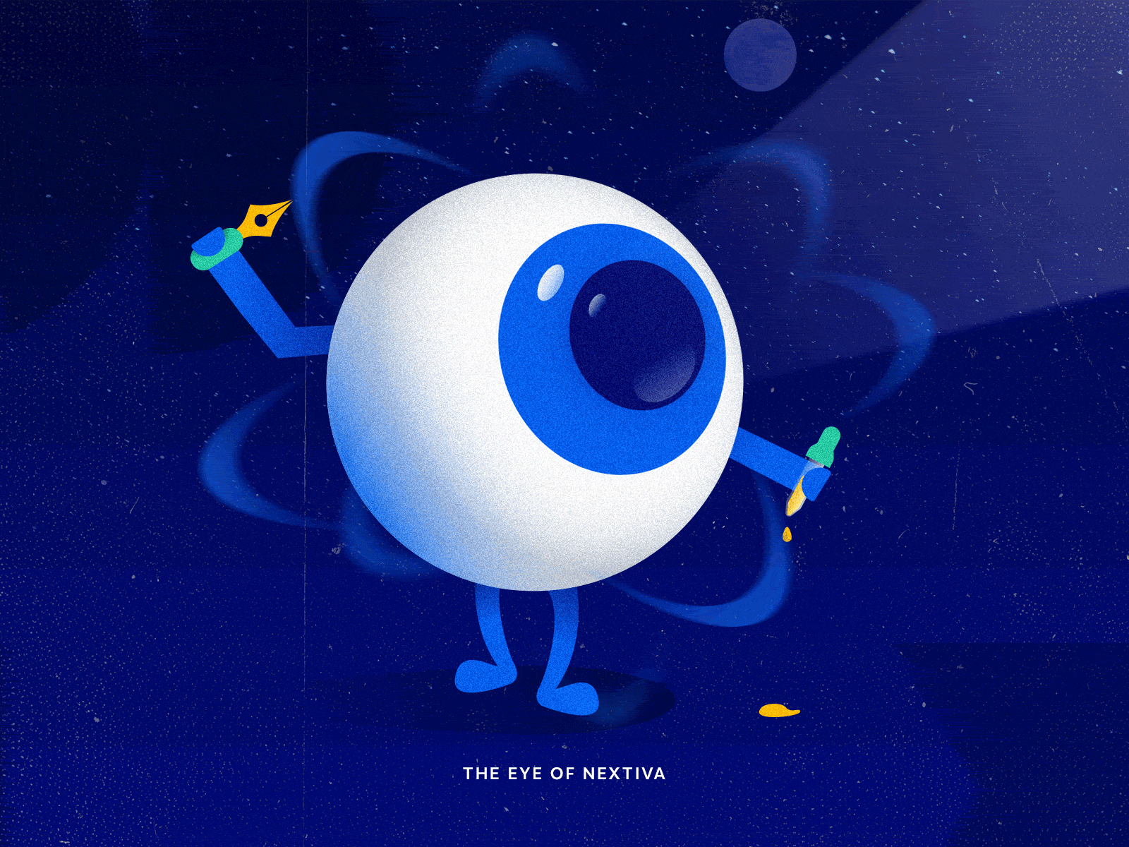 The eye of Nextiva 3d animation branding character color design eye eye dropper graphic design illustration mascot midnight motion graphics pentool picker