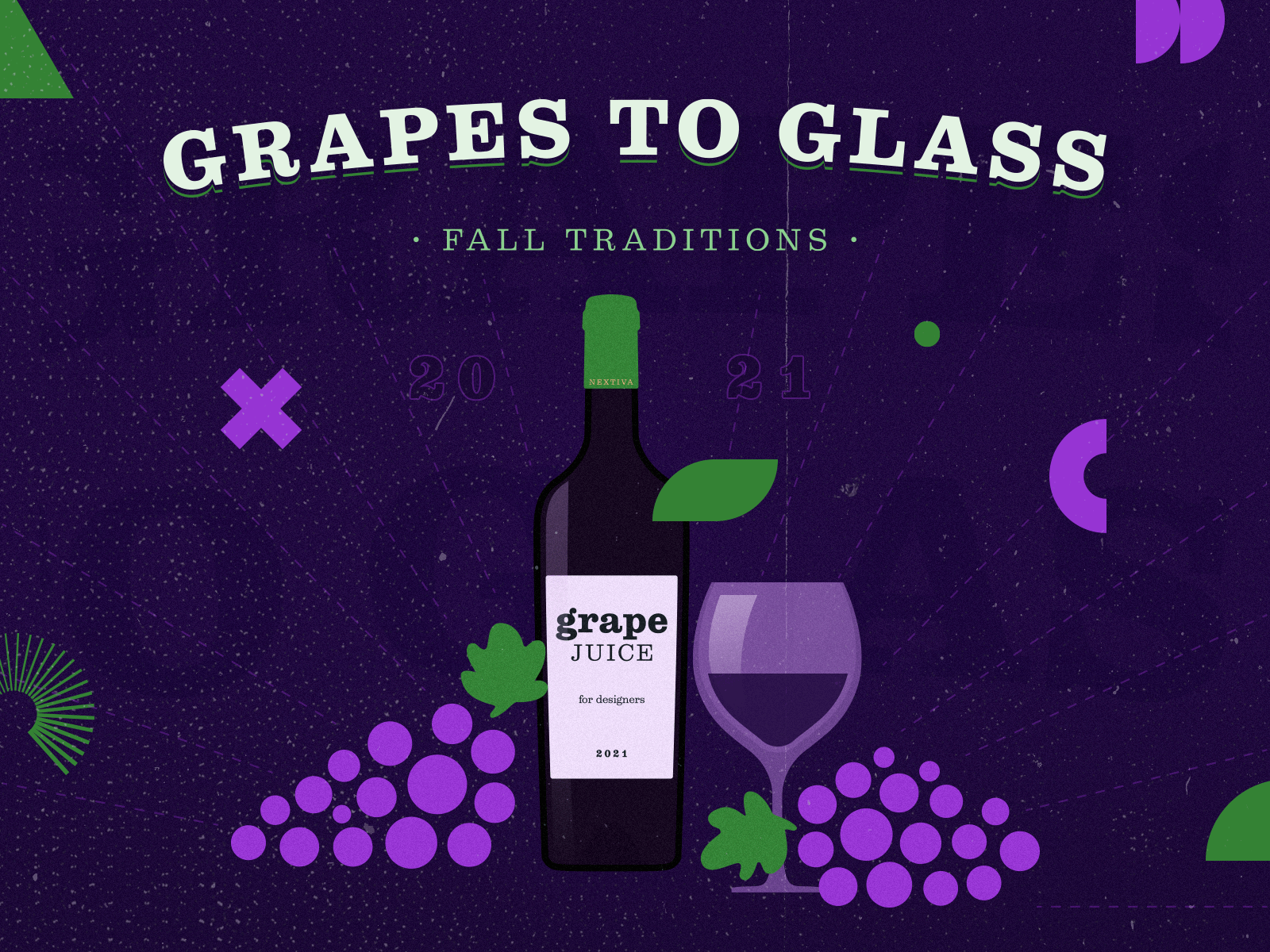 Grapes to glass animation autumn fall geometric glass grapes graphic design ill illustration leaf shapes simple type typography wine