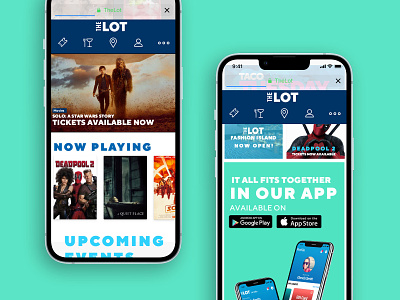 The Lot Website Mobile cinema landing mobile movies user interface ux website