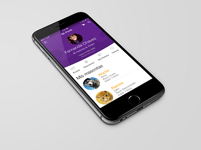Pet App Owner profile animals apps design digital husky pets profile purple ui user ux