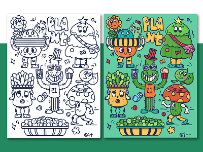 植物doodle贴纸 illustration 插画 简笔 贴纸