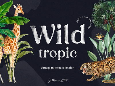Wild tropic vintage pattern collection branding design graphic design illustration marialetta pattern seamless surface design vintage