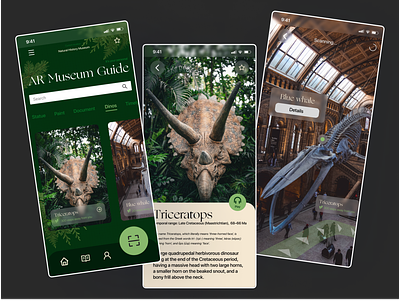 AR Museum Guide App app ar augmented concept dino mobile museum reality ui ux vr