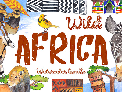 Wild Africa africa composition illustration lettering savanna watercolor wild africa