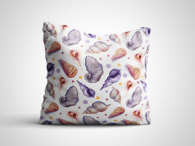 Seashells beach marialetta mockup pattern pillow sea seamless seashell summer surface design vacation watercolor