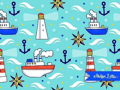 Pattern about sea anchor birthday boat graphic design kids lighthouse party pattern sailor seamless ship