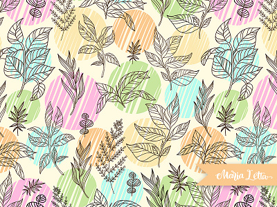 Herbs circle herb kids nature pastel pattern seamless surface design vector