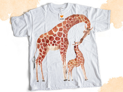 Giraffe love africa cute famili giraffe illustration kids surface design watercolor wildfire