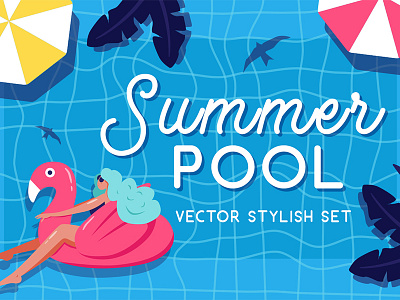 Summer pool beach flat graphic design illustration marialetta pattern pool summer surface design vacation