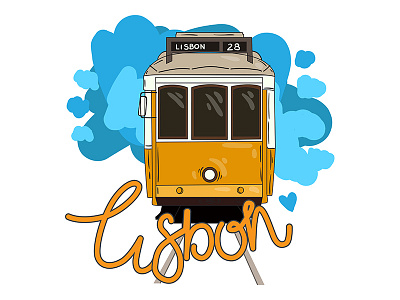 Lisbon adventure illustration lisbon marialetta portugal tram vector yellow