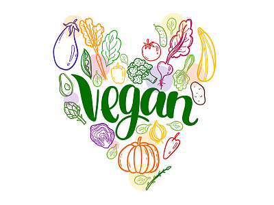 Heart of vegan cute doodle heart illustration marialetta sketch vector vegan vegetable