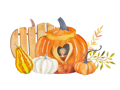 Autumn mood autumn autumn mood creativemarket illustration pumpkin thanksgiving day watercolor