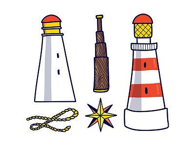 Sailor icons design doodle game art icon kids lighthouse marialetta sailor surface design vector