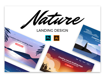 Nature landing design affinity designer app create daily ui illustration landing marialetta ui web design