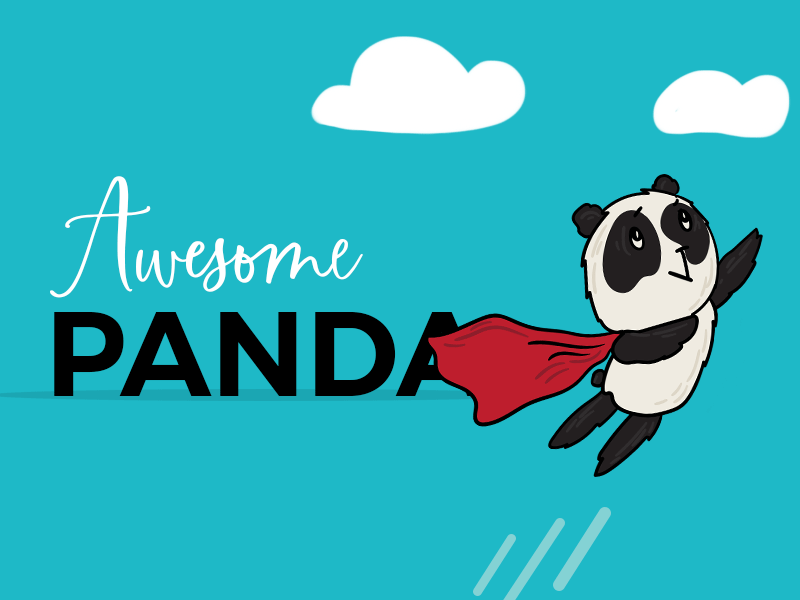 Awesome panda animation fun graphic design illustration kids marialetta panda superhero typography vector