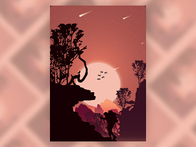 HIKING in Silhouette animation design graphic design illustration ui vector